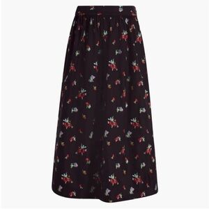 Hill House Krista Skirt in Black Ikat Floral Taffeta
